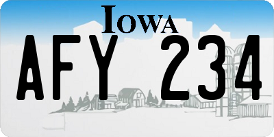IA license plate AFY234