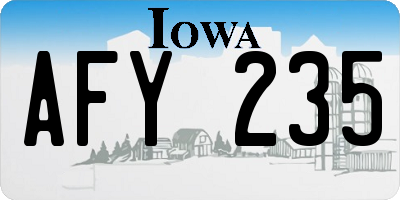 IA license plate AFY235