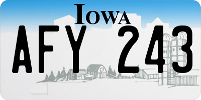 IA license plate AFY243