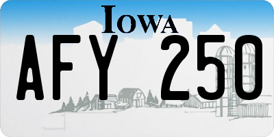 IA license plate AFY250