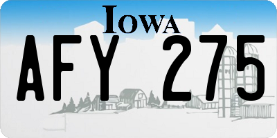 IA license plate AFY275