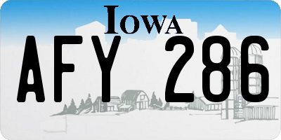 IA license plate AFY286