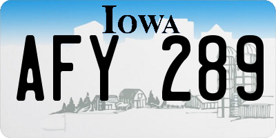 IA license plate AFY289