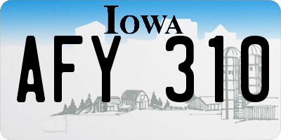 IA license plate AFY310