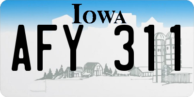 IA license plate AFY311