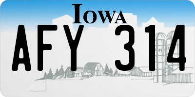 IA license plate AFY314