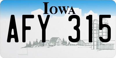 IA license plate AFY315