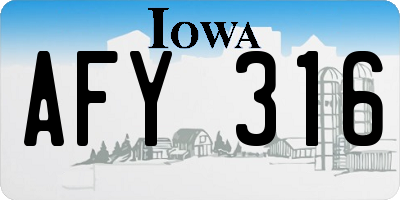 IA license plate AFY316