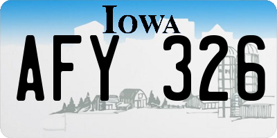 IA license plate AFY326