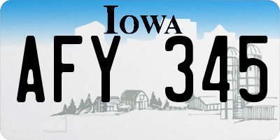 IA license plate AFY345
