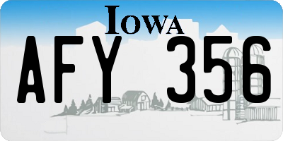IA license plate AFY356