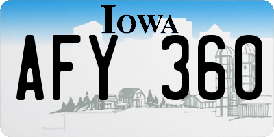 IA license plate AFY360