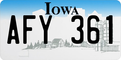 IA license plate AFY361