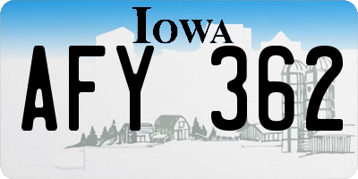 IA license plate AFY362