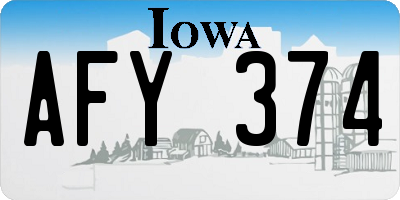 IA license plate AFY374