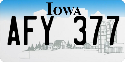 IA license plate AFY377