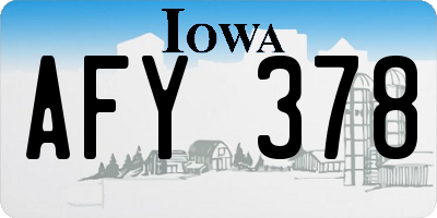 IA license plate AFY378