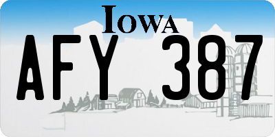 IA license plate AFY387