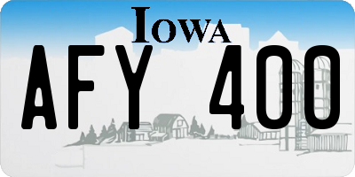 IA license plate AFY400
