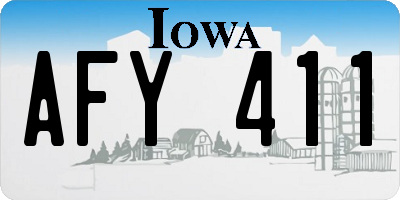 IA license plate AFY411
