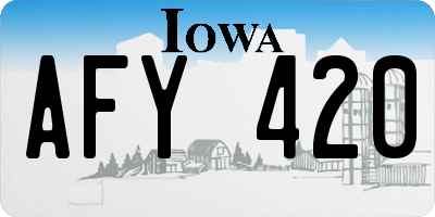 IA license plate AFY420