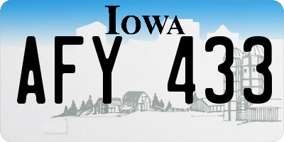 IA license plate AFY433