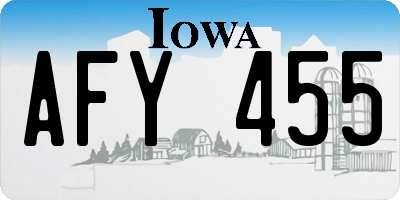 IA license plate AFY455