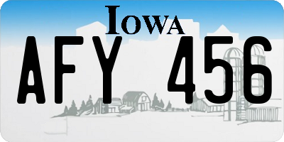 IA license plate AFY456