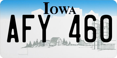 IA license plate AFY460