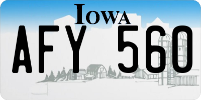 IA license plate AFY560