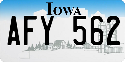 IA license plate AFY562