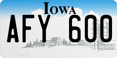 IA license plate AFY600