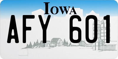 IA license plate AFY601