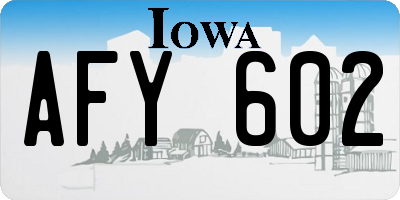 IA license plate AFY602