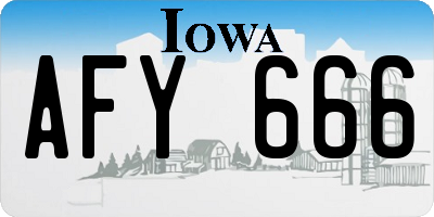IA license plate AFY666