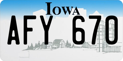 IA license plate AFY670