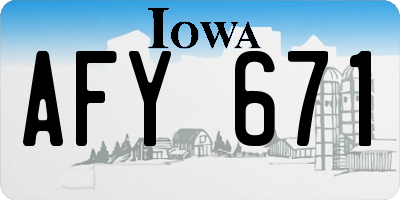 IA license plate AFY671