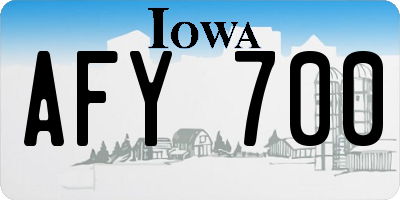 IA license plate AFY700