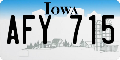 IA license plate AFY715
