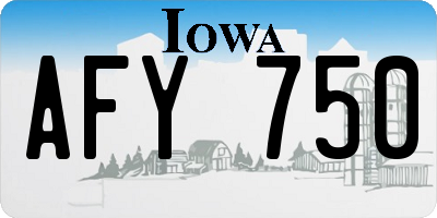 IA license plate AFY750