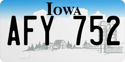 IA license plate AFY752