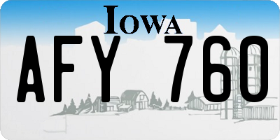 IA license plate AFY760