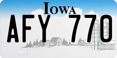 IA license plate AFY770