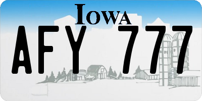 IA license plate AFY777