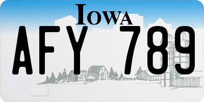 IA license plate AFY789