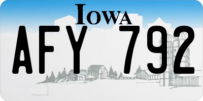 IA license plate AFY792