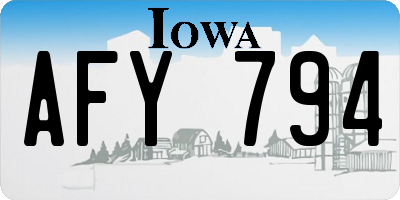 IA license plate AFY794