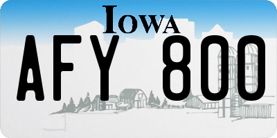 IA license plate AFY800