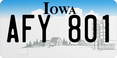 IA license plate AFY801