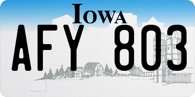 IA license plate AFY803